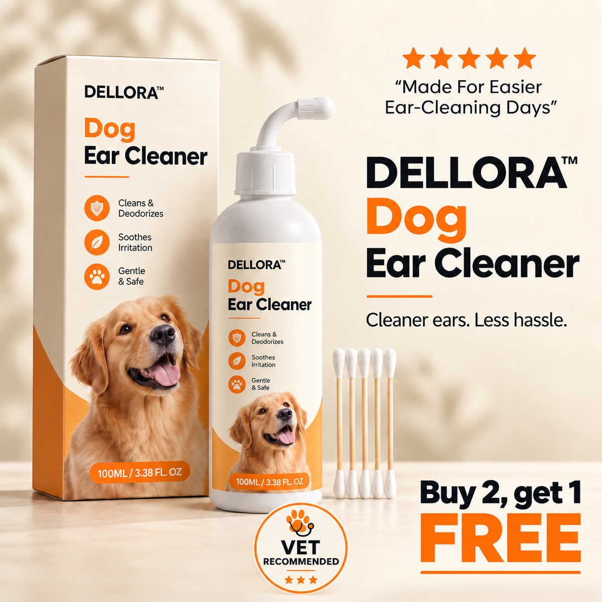 Dellora Canine Clear Dog Ear Cleaner